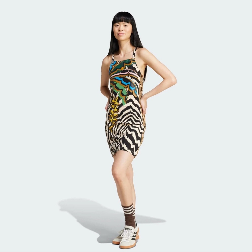 NWT Adidas Original Adidas x Farm Rio 3- stripes mini dress - Picture 1 of 6